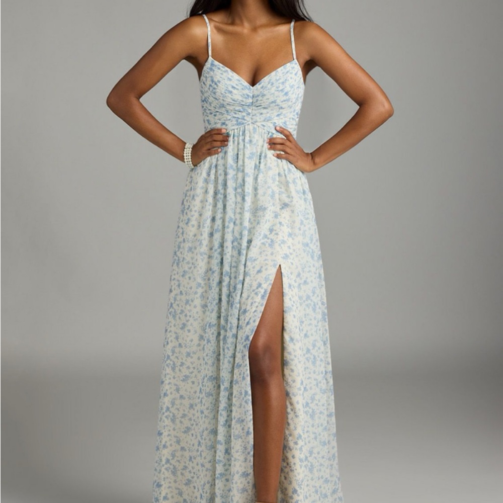 Azazie Floral Spaghetti Strap Maxi Dress
